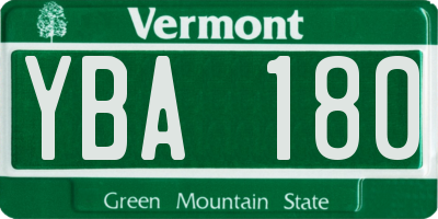 VT license plate YBA180