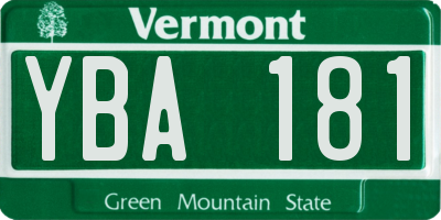 VT license plate YBA181