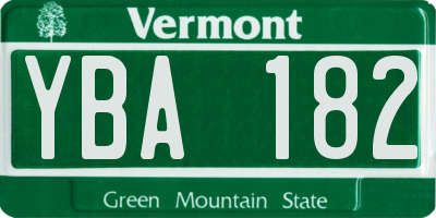 VT license plate YBA182