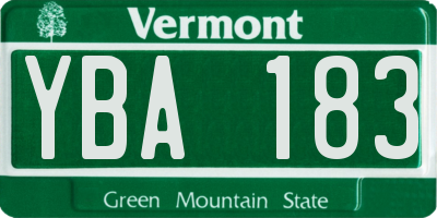 VT license plate YBA183