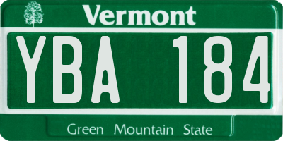 VT license plate YBA184