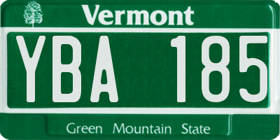 VT license plate YBA185