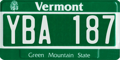 VT license plate YBA187