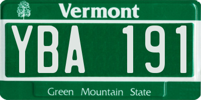 VT license plate YBA191