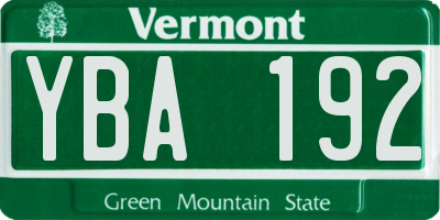 VT license plate YBA192
