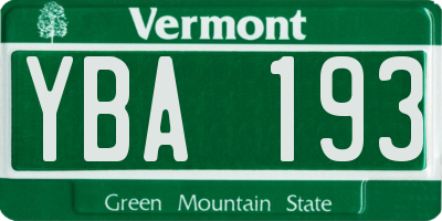 VT license plate YBA193