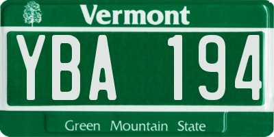 VT license plate YBA194
