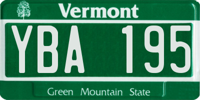 VT license plate YBA195