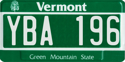 VT license plate YBA196
