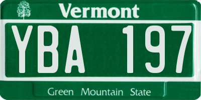 VT license plate YBA197