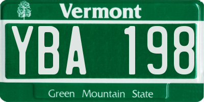 VT license plate YBA198