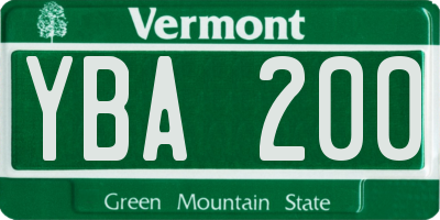VT license plate YBA200