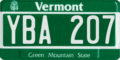 VT license plate YBA207