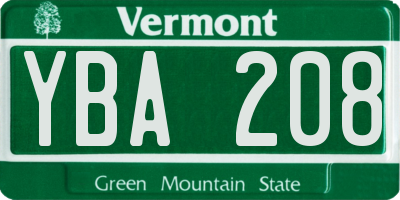 VT license plate YBA208