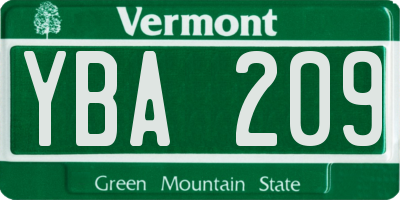 VT license plate YBA209