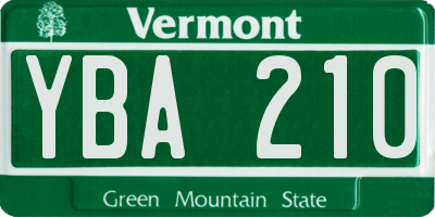 VT license plate YBA210