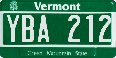 VT license plate YBA212