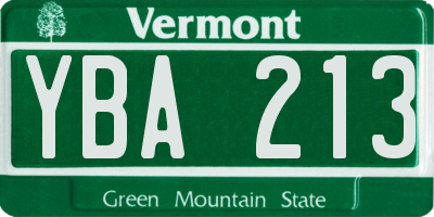 VT license plate YBA213