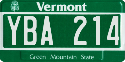 VT license plate YBA214
