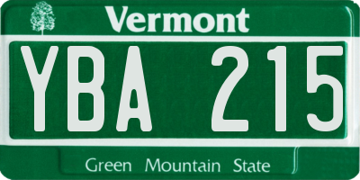 VT license plate YBA215