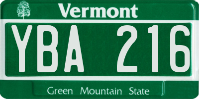 VT license plate YBA216