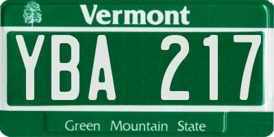 VT license plate YBA217