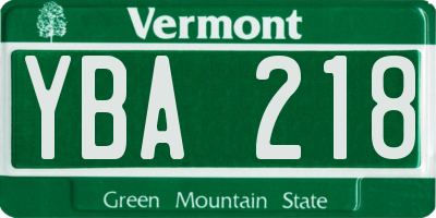 VT license plate YBA218