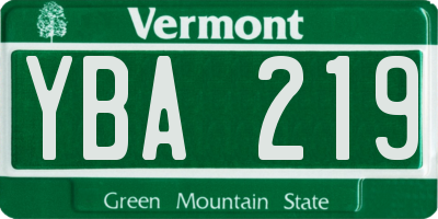 VT license plate YBA219