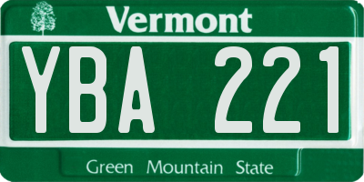 VT license plate YBA221