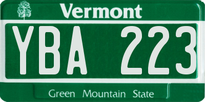VT license plate YBA223