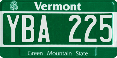VT license plate YBA225