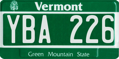 VT license plate YBA226