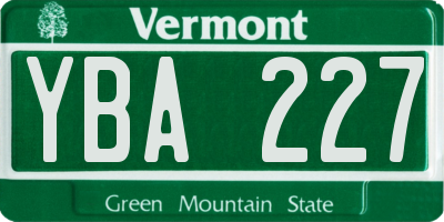 VT license plate YBA227