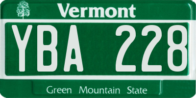 VT license plate YBA228