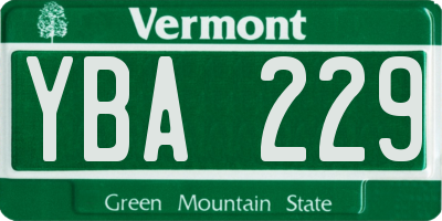 VT license plate YBA229
