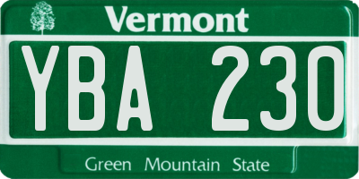 VT license plate YBA230