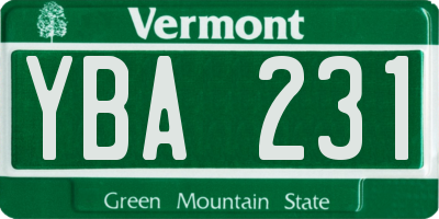 VT license plate YBA231