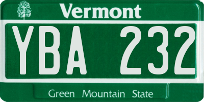 VT license plate YBA232