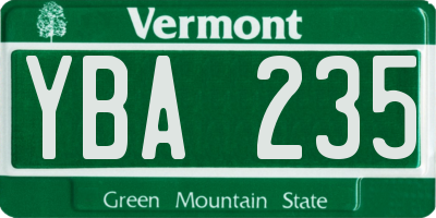 VT license plate YBA235