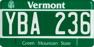 VT license plate YBA236