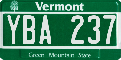 VT license plate YBA237