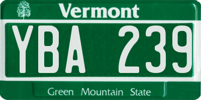 VT license plate YBA239