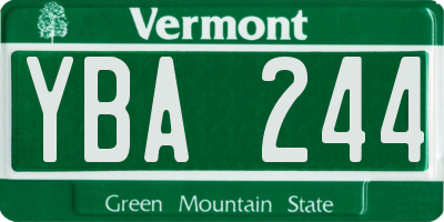VT license plate YBA244