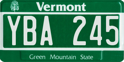 VT license plate YBA245