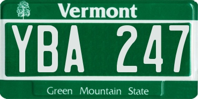 VT license plate YBA247