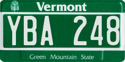 VT license plate YBA248