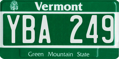 VT license plate YBA249