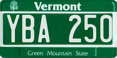 VT license plate YBA250