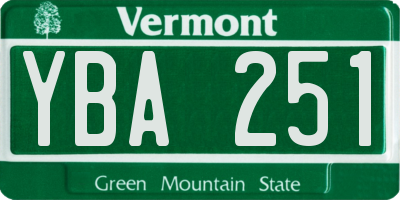 VT license plate YBA251