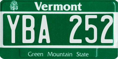 VT license plate YBA252